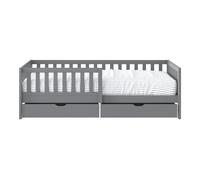 Sunny Isa Cama infantil con 2 cajones, gris | Cama sin colchon | Cama infantil con barrera de seguridad | 206 x 98 cm / para colchon de dimensiones: 90 x 200 cm.