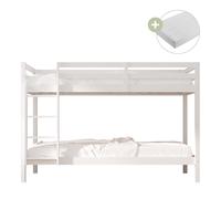 Sunny Jip Literas, blanco | Para ninos: 2 colchones hibridos de 90 x 200 incluidos (14 cm, espuma hibrida, funda de poliester) | Dimensiones totales: 208 x 97 x 140 cm