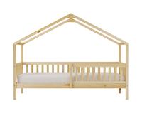 Sunny Kae Cama con barrera de seguridad, beige | Cama con barrera de seguridad - Sin colchon - 207 x 96 x 156,5 cm / para colchon de dimensiones: 90 x 200 cm