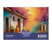 Sunny Morning in The Village 1000 Piezas Cartón Fuerte Rompecabezas Asian Style Cottage Liberador De Estrés Juego Creativo Puzzle Juego De Desafío Difícil 70x50cm/1000pcs