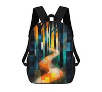 Sunny Path Inspired by August Macke - Geometric Abstract Landscape Art Mochila Escolar Para La Escuela Secundaria, Preparatoria, Universidad, Viajes Para Adolescentes, Niñas, Niños, Mujeres Y Hombres