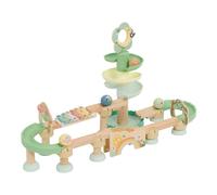 Sunny Pista de canicas - Madera - Verde pastel | Juguetes de madera con xilofono y torre en espiral - 4 canicas incluidas | Juguetes Montessori