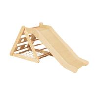 Sunny Sammie 2 en 1 triangulo de escalada con Tobogan de madera colores naturales | estructura de escalada de interior para ninos con Speeltouw | Juguete Montessori