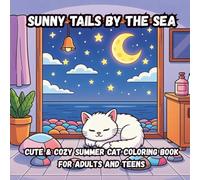 Sunny Tails by the Sea: Cute & Cozy Summer Cat Coloring Book for Adults and Teens - Square Easy & Bold Beach Scenes with Kawaii Fuzzy Cats for Relaxation & Hygge Art Therapy
