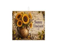 Sunny Vineyard - Tapetes de secado de platos para encimera de cocina, tapete escurridor de platos absorbente floral, almohadilla de secado de microfibra rústica para protector de barra de café, 40.6 x