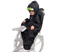 Sunnybaby 14490 - Chubasquero para asiento infantil de bicicleta (con mangas, líneas reflectantes y capucha para casco), color negro