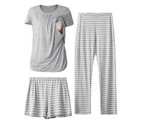 SUNNYBUY Soft Juego de Pijama, Gris & Rayas, XXL Mujeres