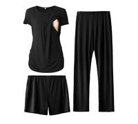 SUNNYBUY Soft Juego de Pijama, Negro, XXL Mujeres