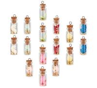 SUNNYCLUE 1 Boîte 20 Pcs Bouteille en Verre Collier Charmes Mini Bouteille en Verre Charmes Verre Souhaitant Bouteille Collier pour Collier Boucle d'oreille Porte-Clés Décoration