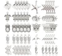 SUNNYCLUE 1 boîte 60 pièces 10 Styles Connecteur Animal Breloqueses Antique Argent Double Trou Connecteur Accessoires pour Bricolage Bijoux Bracelet Collier Boucle d'oreille Fabrication