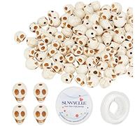 SUNNYCLUE 1 Caja 100 Piezas Calavera Cuentas Turquesas Sintéticas Turquesa Cabeza de Calavera Espaciador Suelto Abalorio para Bricolaje Joyería Hacer Collar Pulsera Pendientes Blanco Antiguo