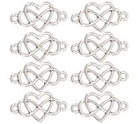 SUNNYCLUE 1 caja 100 uds. Conector de Corazón Encantos Infinito Amor Encanto Mini Antiguo Enlace de Corazones de Plata Enlaces de San Valentín Conectores para Hacer Joyas Encantos Mujeres Diy Collares