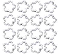 SUNNYCLUE 1 CAJA 100 UNIDS Marcos de Cuentas de Flores de Plata de 15 mm Cuentas Espaciadoras Aleación de Metal Doble Orificio Conector de Flor de Pétalo Hueco Cuentas de Marco de Enlace para Hacer Jo