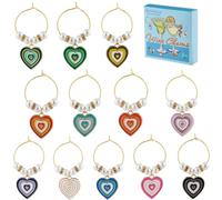 SUNNYCLUE 1 caja 12 piezas Dije de Copa de Vino para el Día de San Valentín Marcadores de Vino Dijes Dijes de Bebidas Identificadores de Vidrio de Amor A Granel Etiquetas de Nombres de Bebidas En Form
