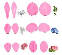 SUNNYCLUE 1 Caja 12Pcs 6 Estilos Flor Pétalo moldes de Silicona Floral Rosa veining pétalos Hoja Dulce Pastel de azúcar Chocolate Prensa Fondant Herramienta para Decorar la Galleta Gumpaste Bricolaje