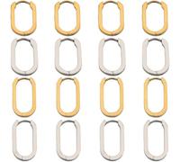 SUNNYCLUE 1 caja 16 piezas 8 pares de Aretes de Aro Ganchos para Aretes Franceses con Palanca Oro Plata Rectángulo Acero Inoxidable Aros Pequeños para Cartílago Huggie Hallazgos para Aretes para Hacer