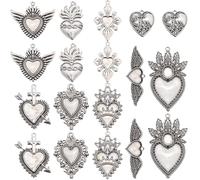 SUNNYCLUE 1 CAJA 18 Piezas 9 Estilos Encantos Del Sagrado Corazón Encantos Góticos Aleación de Ala de Terror A Granel Plata Antigua Estilo Tibetano Vintage Flecha Encantos Enchapados En Rollo para Hac