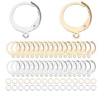 SUNNYCLUE 1 caja 180 piezas de Accesorios para Aretes de Acero Inoxidable Chapado En Oro Real de 18 quilates 80 piezas de Ganchos Redondos para Aretes con Cierre de Palanca Cables para Aretes Huggie 1