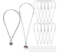 SUNNYCLUE 1 caja 20 piezas de Cordón Ajustable para Collar A Granel Collares de Cuerda Negra Cordones de Doble Nudo de Poliéster Encerado Coreano Vintage con 304 anillos Abiertos de Acero Inoxidable p