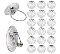 SUNNYCLUE 1 Caja 200pcs Broche Base Ajuste Broche Tamiz Hallazgos Discos Redondos En Blanco Bandeja Plana Anillo Elemento Broche Base para Bisutería Accesorios Mujeres Adultos DIY Broches Anillos Manu