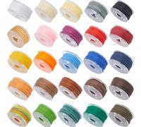 SUNNYCLUE 1 caja 25 colores Juego de Hilos de Cera de 0.65 mm Cordón de Poliéster Encerado Hilo Cuerdas de Micro Macramé Cordones de Cuentas de Cuero Kumihimo para Manualidades DIY Pulseras Collares F