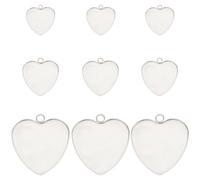 SUNNYCLUE 1 caja 30 bandejas de Bisel En Blanco 304 bandejas Colgantes de Acero Inoxidable Encanto de Foto En Blanco Colgante Ajustes de Cabujón Bisel de Corazón Colgante En Blanco para Hacer Joyas Ha