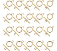 SUNNYCLUE 1 caja 30 juegos de Cierres de Palanca de Acero Inoxidable Cierres OT Barra En T Dorada Y Junta Tórica Cierre de Eslabones Anillo Redondo de Aleación Cierre de Metal para Hacer Joyas Cierres