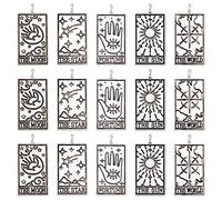 SUNNYCLUE 1 Caja 30 Piezas 5 Estilo Tarot Charm Evil Eyes Moon Star Charm Retangle ouijas Magic Charm para Bisutería Dijes DIY Collar Pendientes Pulseras Manualidades Mujeres