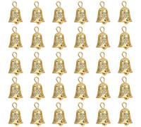 SUNNYCLUE 1 caja, 30 unidades, Pequeños Dijes de Campana Dorada, Dijes de Cascabel con Tótem de Dragón, Colgantes Navideños de Metal Antiguo para Árbol de Navidad, para Collares, Pendientes, Pulseras,