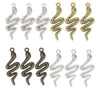 SUNNYCLUE 1 Caja 40 Piezas 4 Colores Aleación Serpiente Encantos Colgantes Metal Animal Cobra Viper Boa Colgante Antiguo Vintage Serpientes para Fabricación de Joyas Dijes DIY Pendientes Collares