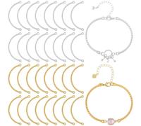 SUNNYCLUE 1 caja, 50 unidades. Extensor de Pulsera de Barra, Conector de Eslabones de Barra, Oro Y Plata, Eslabones Curvos con Forma de Tejido, Conectores de Pulsera de Metal, Dijes para la Fabricació