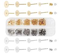 SUNNYCLUE 1 Caja 500 Piezas 4 Tamaños 2 Colores Poste de Pendiente de Acero Inoxidable Hipoalergénico En Blanco Plano Redondo Almohadilla de Disco Espárragos Pendientes para Hombre Mujer Estilismo