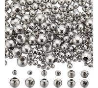 SUNNYCLUE 1 Caja 500 Piezas 6 Tamaños Cuentas de Acero Inoxidable Cuentas Espaciadoras Sueltas Redondas A Granel 2 mm 3 mm 4 mm 5 mm 6 mm 8 mm Cuentas de Bola Pequeñas Mini Rondelle Pequeñas Cuentas d