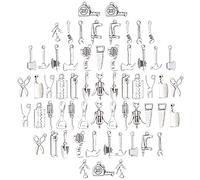 SUNNYCLUE 1 Caja 60Pcs 20 Estilos Herramientas para el Hogar Encantos Colgantes de Aleación Estilo Tibetano Martillo de Tijera Hacha Abrebotellas Cajón de Uñas con Orificio para Hacer Joyas Accesorio