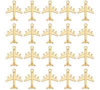 SUNNYCLUE 1 Caja 60Pcs Oro Avión Encanto Mini Avión Encantos a granel Aleación de metal Vintage Tibetano Antiguo Aviones Avión Colgantes en forma de joyería Haciendo pulseras Pendientes Artesanía de b