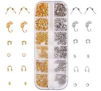 SUNNYCLUE 1 Caja 640pcs los Resultados de la Joyería Incluyen 160pcs Crimp Beads Y 160pcs Crimp Tubes 2mm Y 80pcs Crimp Covers Y 80pcs Bead Tips Y 80pcs Knot Covers Y 80pcs Wire Guardians