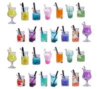 SUNNYCLUE 1 Caja 7 Estilos Leche Té Fruta Dijes Mini Botella Boba Colgantes de Helado Bebida de Imitación Resina Cristal Joyas Accesorios Accesorios para Mujeres DIY Fabricación de Collares