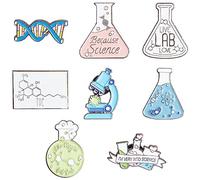 SUNNYCLUE 1 Caja 8 Estilo Ciencia Esmalte Pin Lab Pins Bulk Medical Broche Pins Set Cute Cartoon Lab Lapel Pins Doctor Esmalte Pin Broches para Mochilas Laboratorio Mujeres Hombres Graduación Regalo R