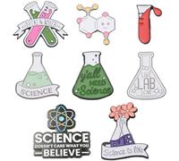 SUNNYCLUE 1 Caja 8 Piezas Alfileres de Ciencia Esmaltados Alfileres de Solapa de Ciencia Alfileres de Esmalte Broche de Ciencia Kawaii Pin de Solapa de Regreso A la Escuela de Dibujos Animados Lindo p