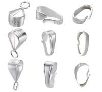 SUNNYCLUE 1 CAJA 9PCS 925 Conectores de Fianza con Cierre de Colgante de Plata Esterlina Ganchos de Fianzas de Pellizco de Metal Clip Colgantes A Presión Cierres Dijes A Granel para Suministros de Fab