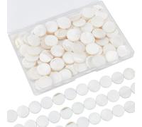 SUNNYCLUE 1 Caja Aproximadamente 104 Piezas 17mm Cuentas de Concha Plana Redondas Madre Perla Cuentas Estilo Hawái Naturales Agua Dulce Blanco Concha de mar Cuentas para Hacer Joyas Collar Artesanía