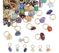 SUNNYCLUE 1 caja con 98 dijes de Piedras Preciosas Mixtas, Dijes de Piedras de Cristal, Pepitas de Oro Naturales Surtidas, Chips de Aleación, Anillos de Salto, Colgantes de Piedras Preciosas para Hace