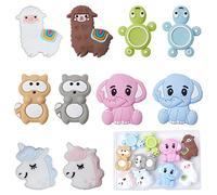 SUNNYCLUE 1 caja de 10 cuentas de Silicona con Formas de Animales, Tortuga, Cuentas Sueltas de Silicona para Hacer Joyas, Llavero de Oveja, Cordón de Unicornio, Cuentas de Elefante, Pulsera Trenzada G