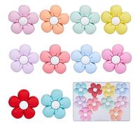 SUNNYCLUE 1 caja de 10 estilos de Cuentas de Silicona de Flores Cuentas de Flores de Margaritas de Dibujos Animados Lindos Cuentas Focales de Silicona de Colores Cuentas Espaciadoras Sueltas de Goma R