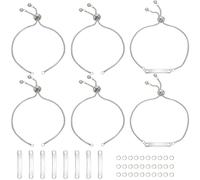 SUNNYCLUE 1 caja de 10 juegos de Pulseras Grabables Kit de Fabricación de Pulseras con Estampado de Metal A Granel Eslabones de Grabado de Plata Etiqueta con Nombre Kits de Pulseras Estampadas de Acer