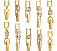 SUNNYCLUE 1 Caja de 10 Piezas 5 Estilos Cierre Plegable Chapado En Oro Real de 18 Quilates Cierre Plegable para Joyería Cierre de Latón Chapado En Oro Extensor Plegable Cierre de Extensión Plegable Y