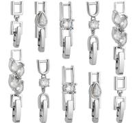 SUNNYCLUE 1 caja de 10 piezas 5 estilos Extensores de Pulsera Plegables Cierres de Joyería Plegables Cierre de Extensión de Collar de Latón Y Metal Plateado Cierre de Pulsera para Joyería Accesorios d