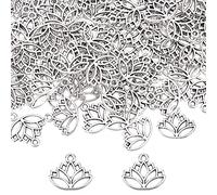 SUNNYCLUE 1 caja de 100 colgantes de Flor de Loto de Aleación de Estilo Tibetano, Abalorio de Flor de Loto de Plata A Granel para Hacer Joyas, Abalorios, Pendientes, Collares, Pulseras, Accesorios, Br