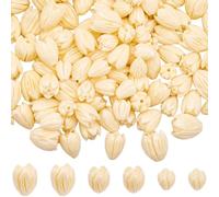 SUNNYCLUE 1 caja de 100 cuentas de Flor de Jazmín de 3 estilos, Cuentas de Flor de Coral Talladas A Granel, Artificiales, Beige, Hawaianas, Sintéticas, Espaciadores Sueltos para Hacer Joyas, Pulseras,