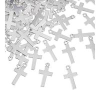 SUNNYCLUE 1 Caja de 100 dijes de Cruz de Plata Tibetana, Dijes Góticos Vintage, Pequeños Colgantes de Aleación de 2.5 x 1.3cm, Crucifijo Retro de Metal, Accesorios para Hacer Joyas, Pulseras, Collare
